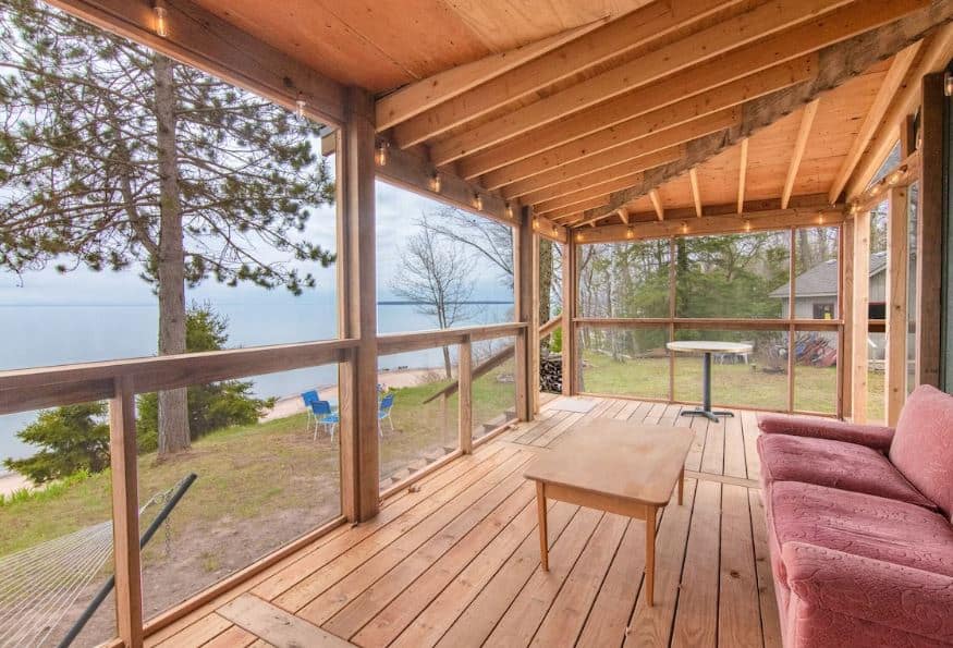 balcony with lake view at Motisis Sandy Beach Apostle Island Wisconsin - 14 Unique Airbnbs in Apostle Islands