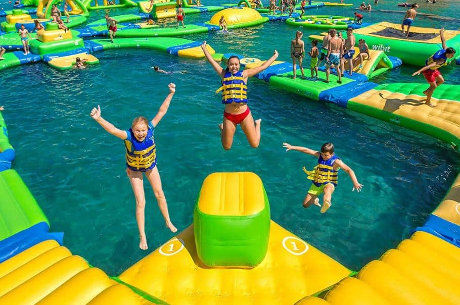 people having fun at one of the best waterparks in Wisconsin dells, the The Land of Natura