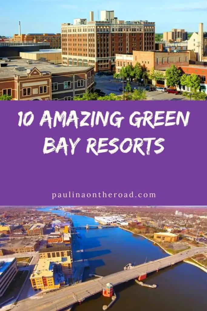 a pin with 2 photos depicting Green Bay, Wisconsin