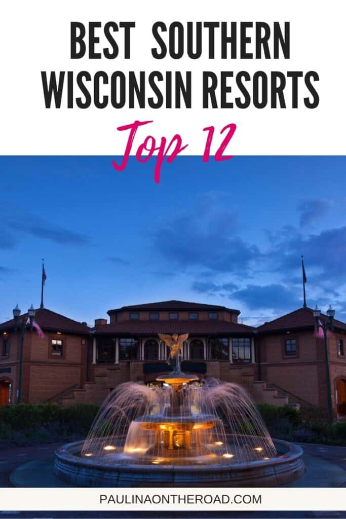 a pin with the exterior of one of the best Southern Wisconsin resorts