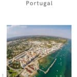 Pin with image showing aerial view of Tavira with coastline and harbour as well as built up residential areas, caption reads: Amazing things to do in Tavira, Portugal from Paulinaontheroad.com