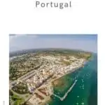 Pin with image showing aerial view of Tavira with coastline and harbour as well as built up residential areas, caption reads: Amazing things to do in Tavira, Portugal from Paulinaontheroad.com