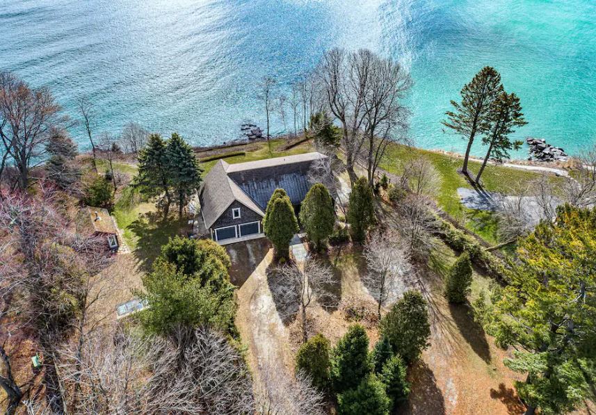 aerial view of the Stunning Lake Michigan Cottage with lake view and forest - 15 Best Airbnbs in Racine, WI