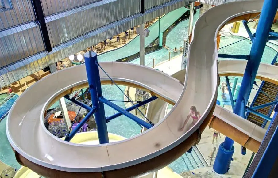 an aerial view of a waterslide at Metropolis Resort & Conference Center, Wisconsin