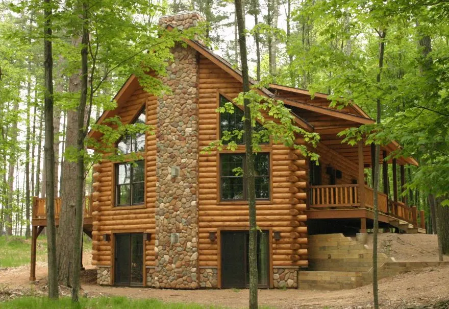 one of the best log cabin rentals in Wisconsin, surrounded by forest