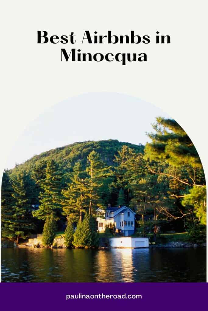 a pin with one of the best Airbnbs in Minocqua located by the lake