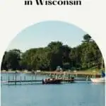 a pin with view from the lake of one of the best beach resorts in Wisconsin