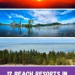 a pin with 3 photos with views of beach resorts in Wisconsin