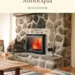 a pin with a fireplace at one of the best Airbnbs in Minocqua, Wi