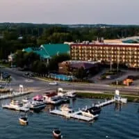 aerial view of the front of one of the Wisconsin summer resorts