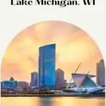 a pin with buildings on the shore of Lake Michigan, luxury resorts on Lake Michigan.