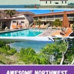 a pin with 3 photos depicting Northwest Wisconsin resorts.