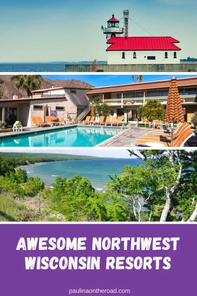 a pin with 3 photos depicting Northwest Wisconsin resorts. 