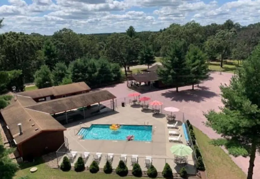 aerial view of the resort where the Camping Cottage in Wisconsin Dells is