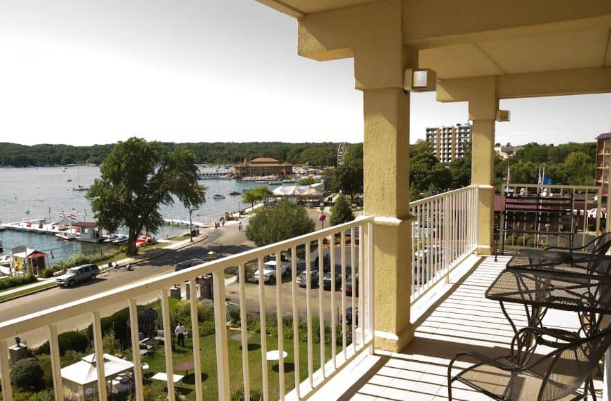 balcony with lake view at Bella Vista Suites in Lake Geneva, Wisconsin