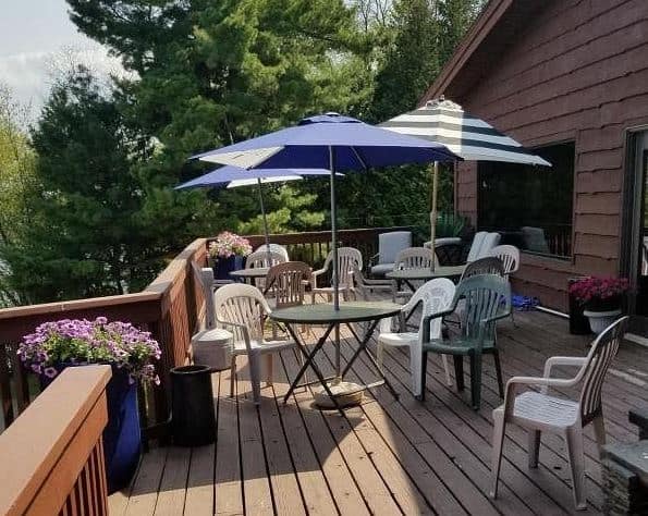 relaxing deck with lake view at St. Croix Inn in Solon Springs, Northwest Wisconsin