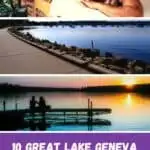 a pin with 3 photo depicting Lake Geneva Resorts for couples