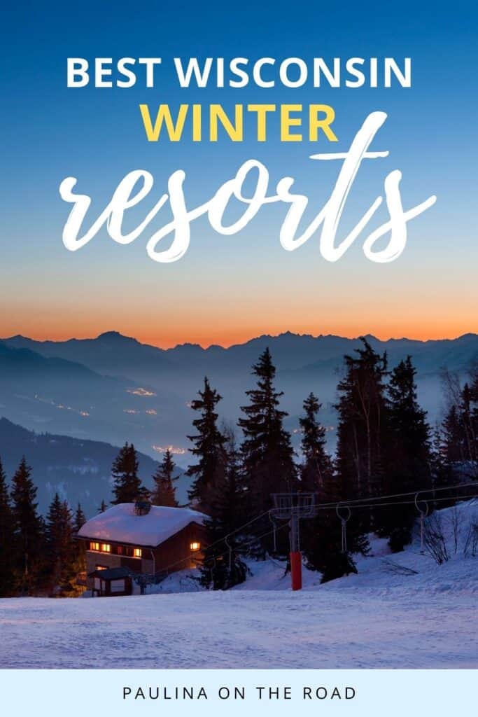 The background picture is of a beautiful winter resort