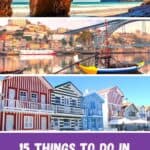 a pin with a view on portugal in november with images of aveiro, lisbon and algarve