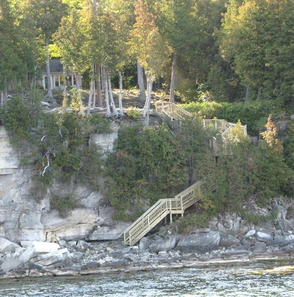 view from the water of the Waterfront Suite With Amazing Water Views in Door County, Wisconsin