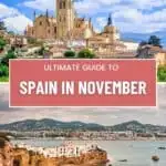 a pin with 2 photos of spain in november
