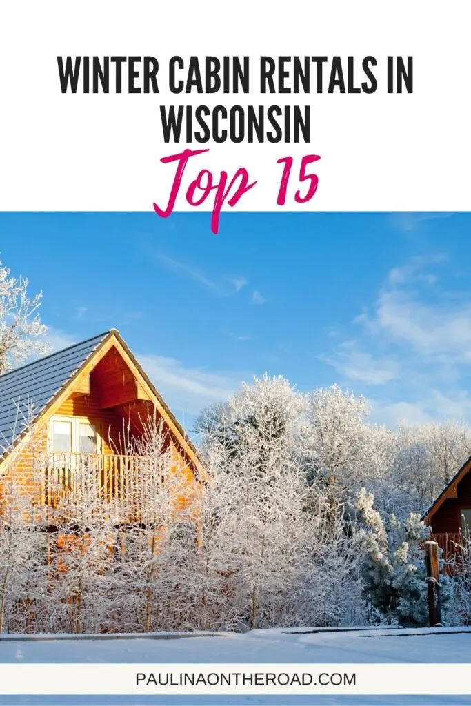 winter cabin rentals in Wisconsin a pin with a winter landscape at one of the best Winter Cabin Rentals in Wisconsin