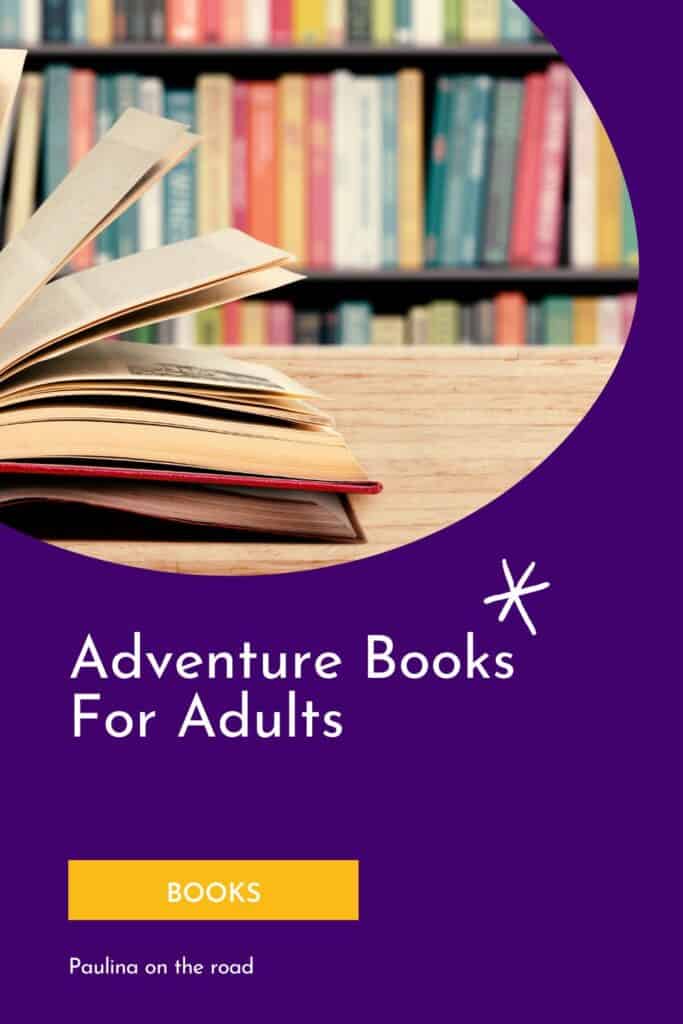 a pin with an open book an a table, one of the best adventure books for adults.