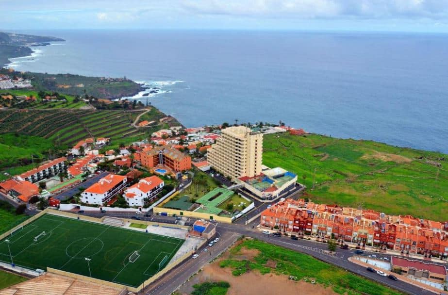 aerial view of one a hotel by the beach where to stay in Tenerife in March