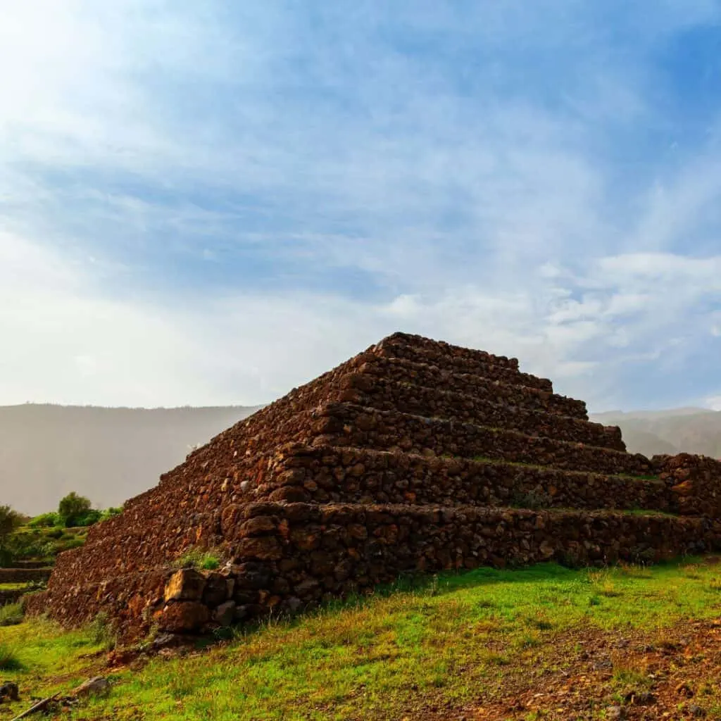 Scenic view of the Pyramids of Guimar in Chacona on the island of Tenerife, Canary Islands, Spain