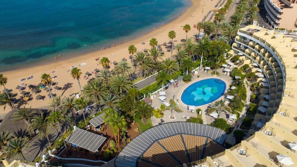 aerial view of Sir Anthony hotel with beachfront location in Playa de las Americas, Tenerife