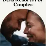 a pin with a closeup of a couples holding each other, Wisconsin Dells Resorts For Couples.