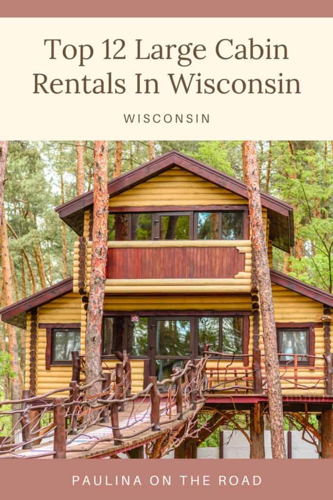 a pin with the main entrance to one of the best large cabin rentals in Wisconsin