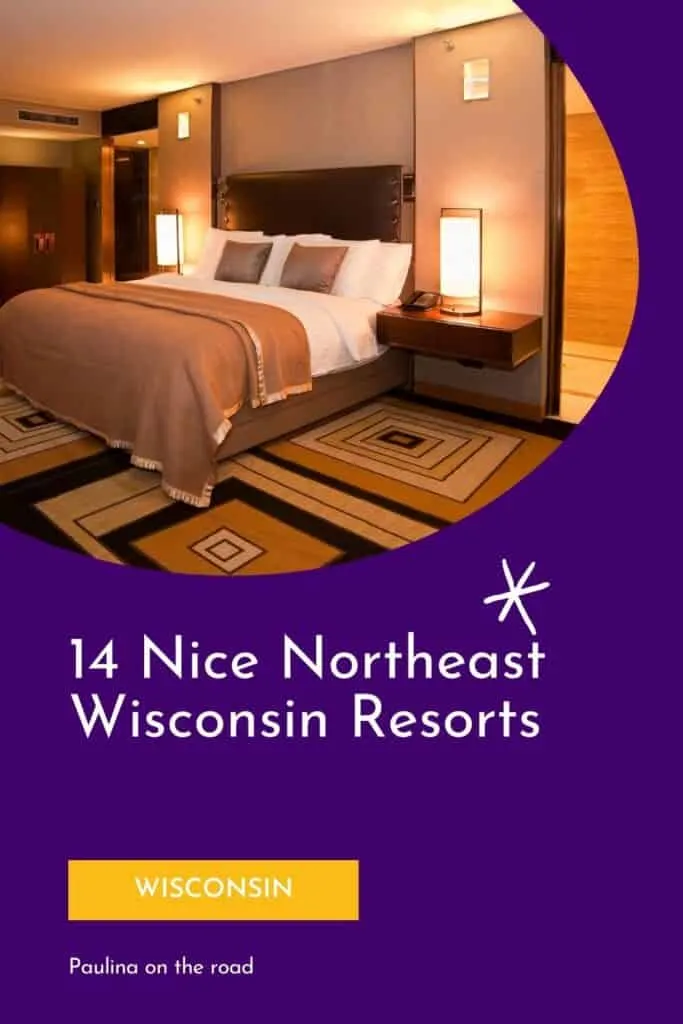 a pin with a bed in a hotel room at one of the best Discover the Best Northeast Wisconsin Resorts