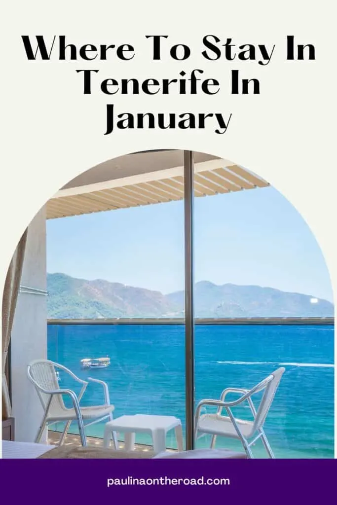 a pin with the sea view from a room in Tenerife, Where to stay in Tenerife in January
