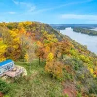 aerial view of the Paradise Point- Sleeps 4 HOT TUB - De Soto in Wisconsin, one of the best honeymoon cabins in Wisconsin