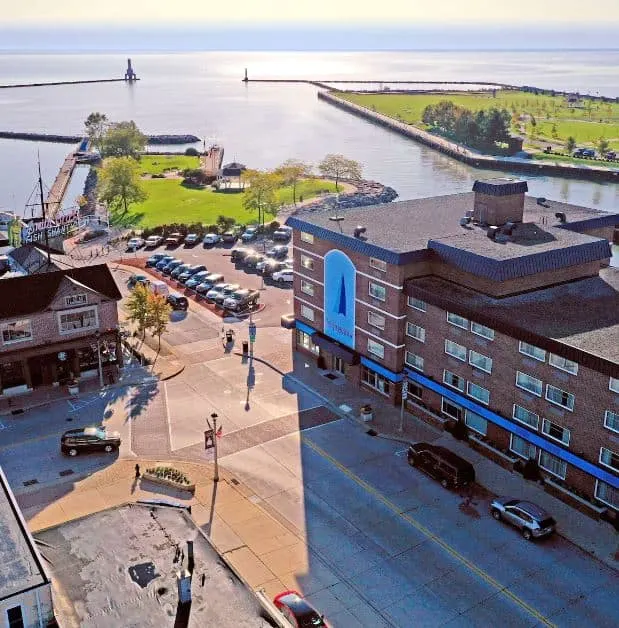 aerial view of the The Harborview in Port Washington, Wisconsin