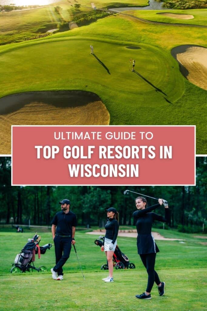 a pin with 2 photos related to one of the best golf resorts in wisconsin