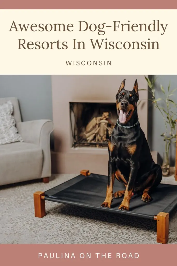 a pin with a dog at one of the best dog-friendly hotels in Wisconsin