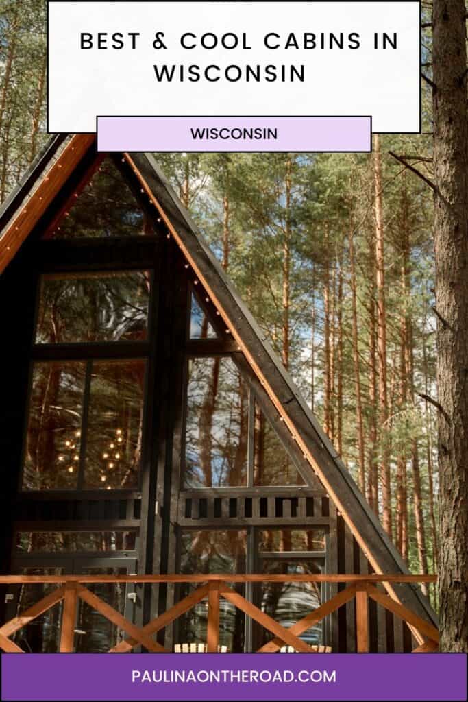 a pin with an A-frame cabin, cool cabins in Wisconsin
