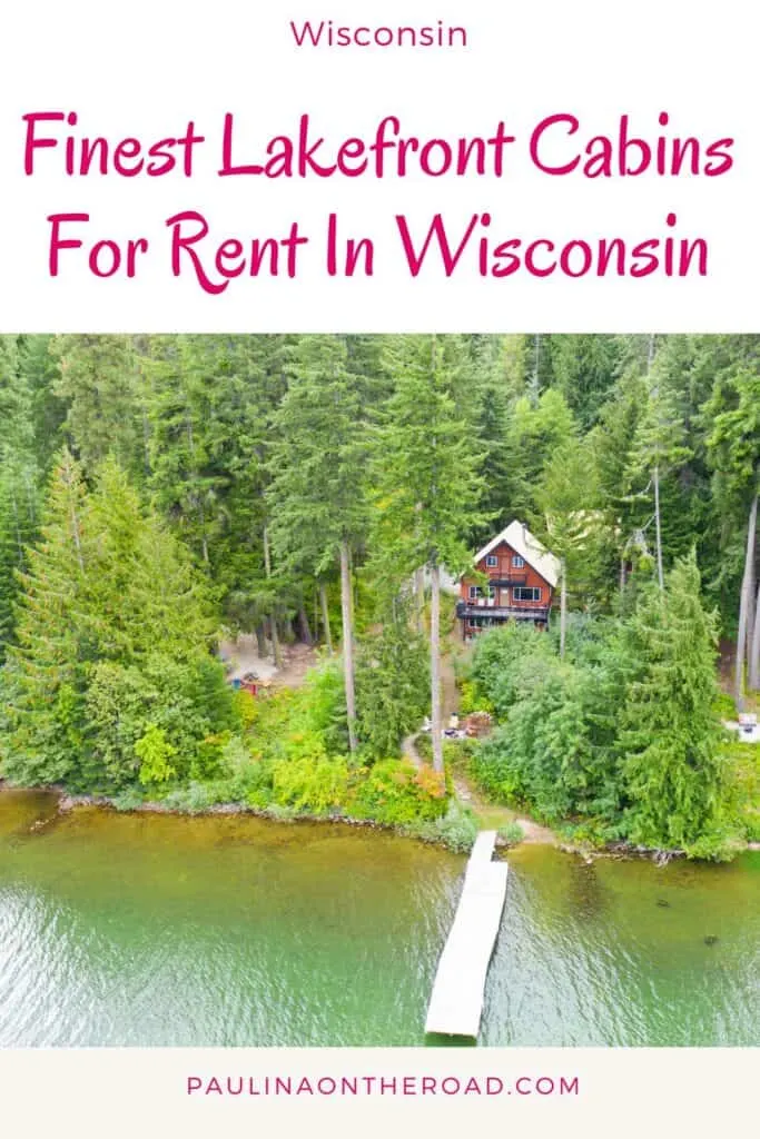 Lakefront Cabins For Rent In Wisconsin a pin with an aerial view of one of the best Lakefront Cabins For Rent In Wisconsin