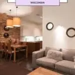 a pin with a living room and kitchen at an Airbnb Near Wisconsin Dells
