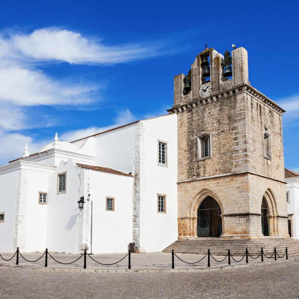 front view of faro cathedral, top things to do in Faro in march