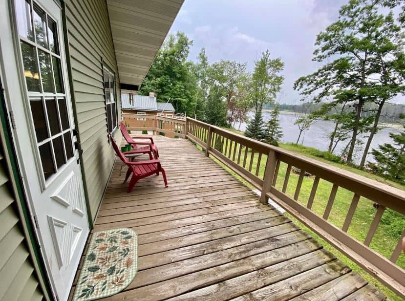 porch overlooking the lake at Vacation getaway in the Northwoods in Suring, Wisconsin