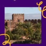 a pin about best things to do in algarve showing a photo of an old castle wall surrounded by trees