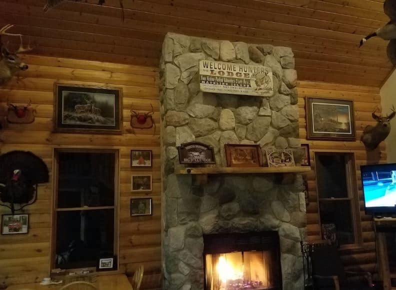 fire place at Just One More Lodge in Le Pointe, Apostle Islands, Wisconsin