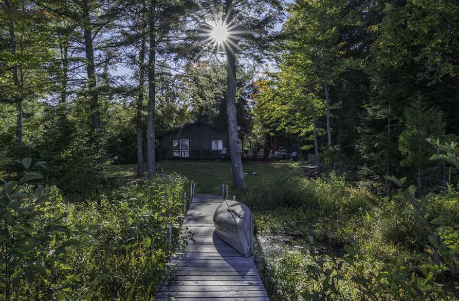path that goes from the lake to the Idyllic Lake Front Cabin in Land O' Lakes, Wisconsin