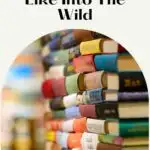 a pin with a stack of the Best Books Like Into The Wild