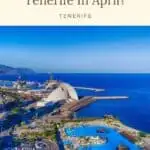 a pin with an aerial view of a hotel with pool and sea view, Where To Stay In Tenerife In April