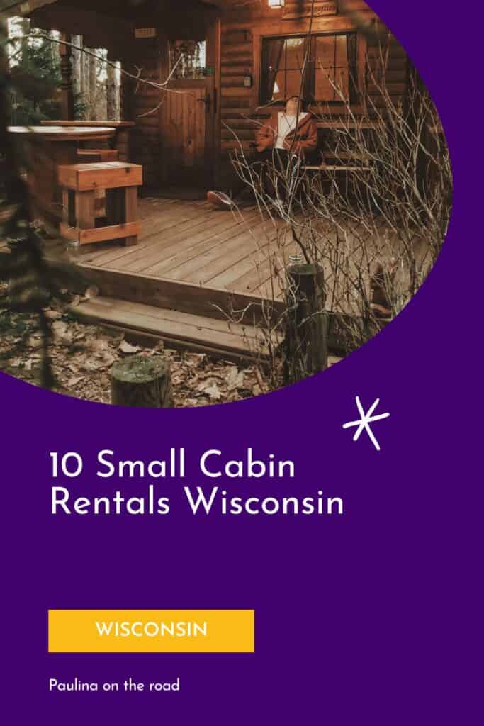 a pin with a porch of one of the Small Cabin Rentals Wisconsin