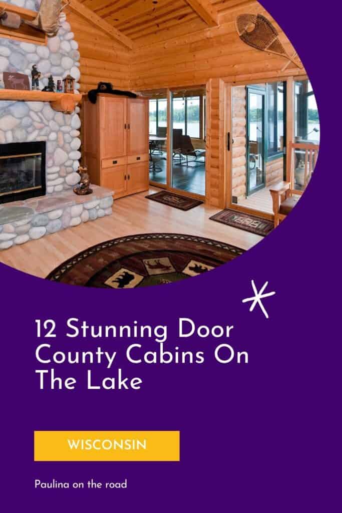 a pin with a living room at one of the Door County Cabins On The Lake